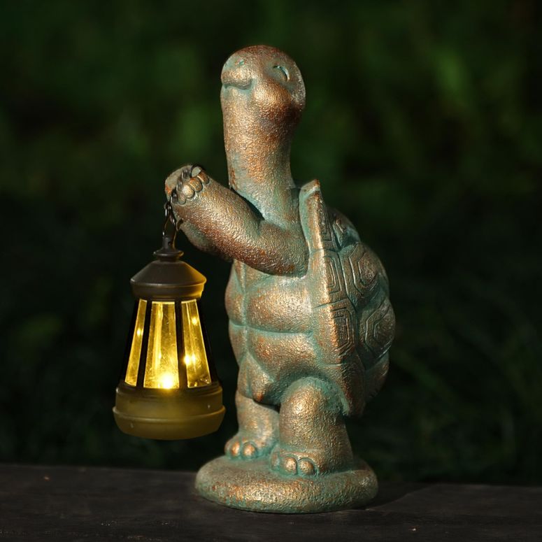 庭園点火装置LEDソーラー点火装置 ソーラー力強さ Turtle Solar Powered Outdoor Garden Statue, Resin Statue with Solar Light Lantern, Decorative Lawn, Yard Outdoor Turtle Decoration. Unique Home Decoration, Gifts for Women 【並行輸入品】