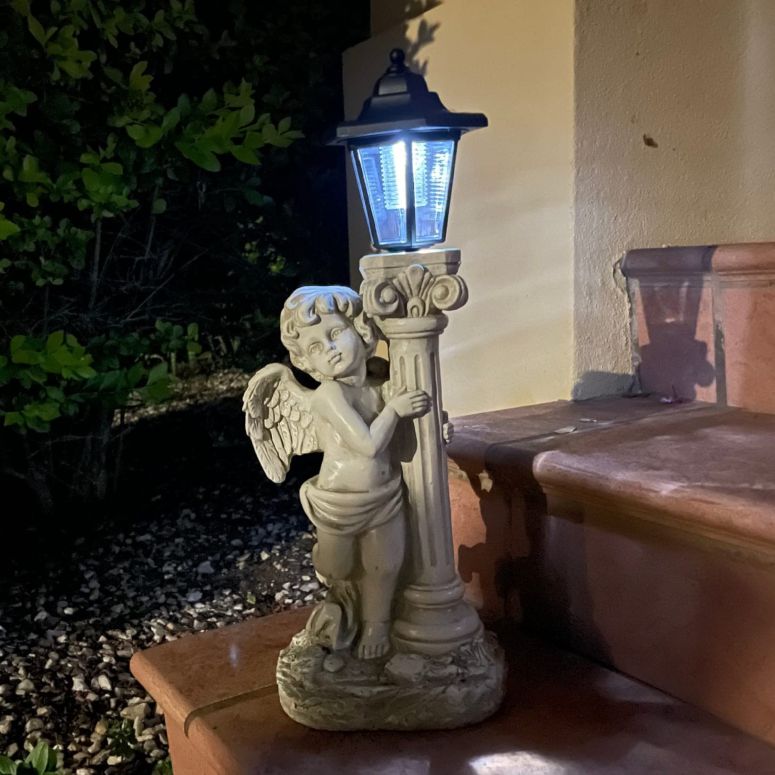 ガーデンライトLEDソーラーライト ソーラーパワー Aloak Angel Statue with Solar Lights (Left) 19.7 Inch, Outdoor Solar Angel Garden Statue with Roma Pillar for Garden Lawn Deocr, Christian Religious Gift 【並行輸入品】