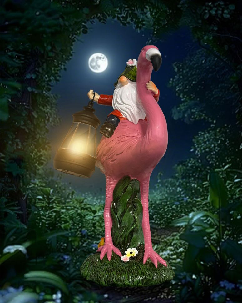 ガーデンライトLEDソーラーライト ソーラーパワー TASTION Solar Gnome Flamingo Garden Decor Statue, Outdoor Funny Solar Light Gnome Decoration for Patio, Balcony, Yard, Lawn,Birthday Gift for Women, Mom, Grandma 【並行輸入品】