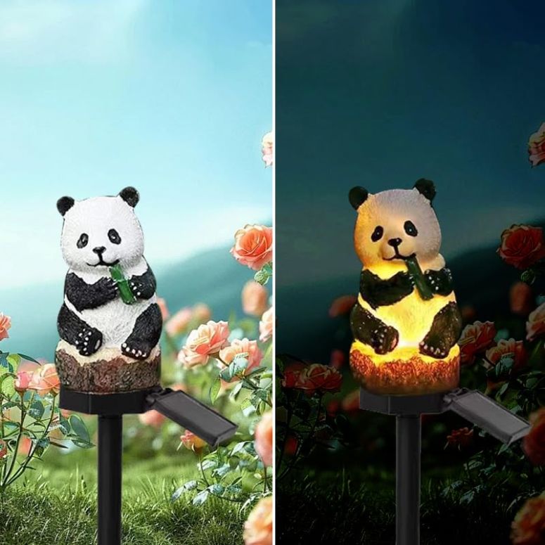 ガーデンライトLEDソーラーライト ソーラーパワー YZYOE Solar Energy Panda Light, Garden Decoration Resin Cute Animal Ground Lamp， Wireless Dusk to Dawn LED Sconce Lights Waterproof. 【並行輸入品】