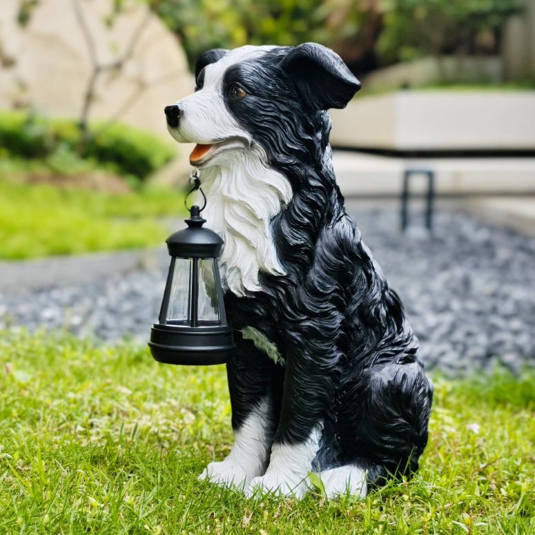 園地ともし火LEDソーラーともし火 ソーラー力強さ Animal Statues Decor, Solar Dog Outdoor Garden Statue, Solar Powered Garden Lantern - Resin Dog Sculpture with LED Light - Outdoor Lighting and D?cor 【並行輸入品】