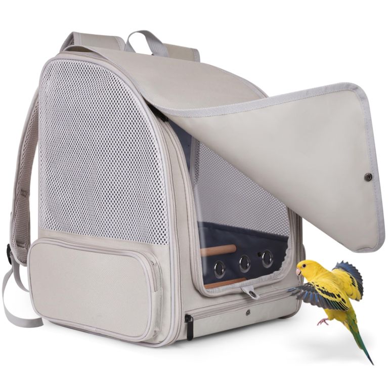 インコ 小鳥 バード トラベルキャリアー Cockatiel Carrier Backpack for Small to Medium Bird, Portable Bird Travel Carrier Cage with Standing Perches and Metal Tray, Breathable Transport Bag for Parakeet, Budgie, Conure, Cockatiel, Pa 【並行輸入品】