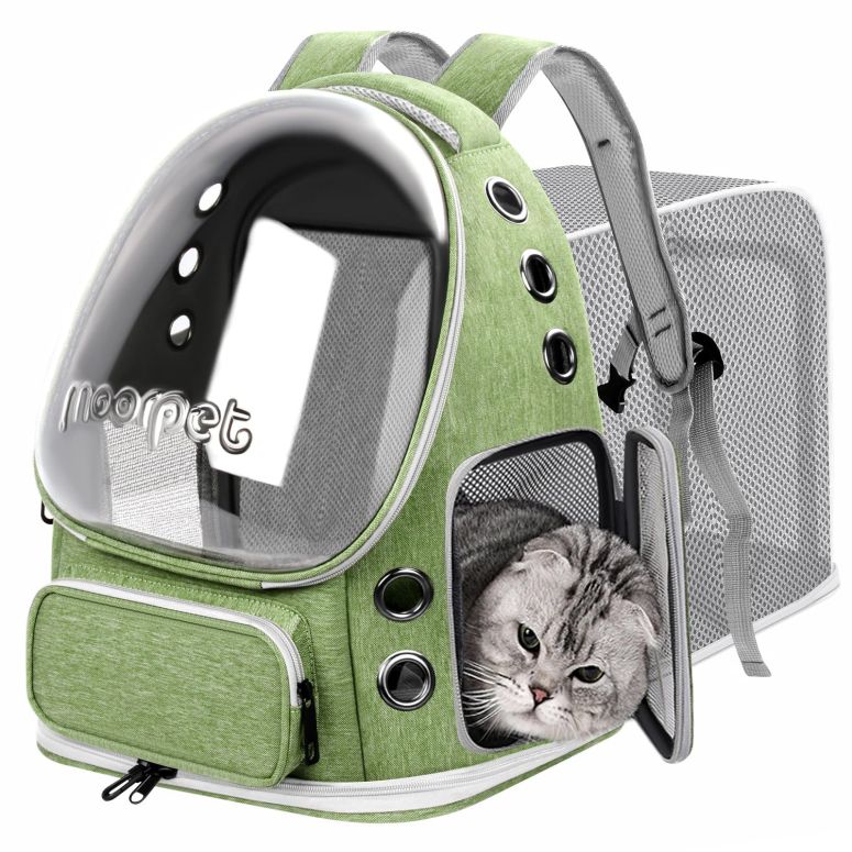 インコ 小鳥 バード トラベルキャリアー Breathable Cat Bubble Backpack Large Space Pet Carrier Backpack Expandable for Kitty Dog, Foldable Airline Approved Cat Backpack, Transparent PetTravel Backpack Up to 20 lbs (Green) (Green) 【並行輸入品】