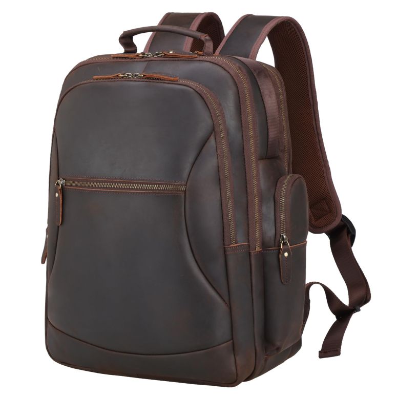 インコ 小鳥 バード トラベルキャリアー TIDING Full Grain Leather 17.3 Inch Laptop Backpack for Men Large Capacity Travel Weekender Camping Daypack Rucksack 【並行輸入品】