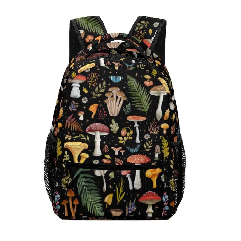 インコ 小鳥 バード トラベルキャリアー GNEW Vintage Bright Mushroom Backpack, Forest Leaf Daisy Butterfly Bookbag, Water Resistant Travel Laptop Backpack, Spacious and Durable Daypack for School and Travel, 16.5 Inch 【並行輸入品】