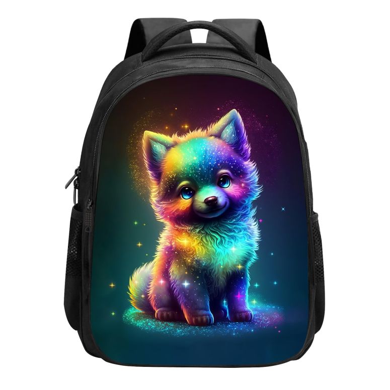 インコ 小鳥 バード トラベルキャリアー CBETF Wolf Backpack for Girls Boys Cute Baby Wolf School Backpack Kawaii Animal Rainbow Colorful Starry Stars Bookbag, 16 Inch Kindergarten Elementary School Backpack for School & Travel 【並行輸入品】｜MJ-MARKET