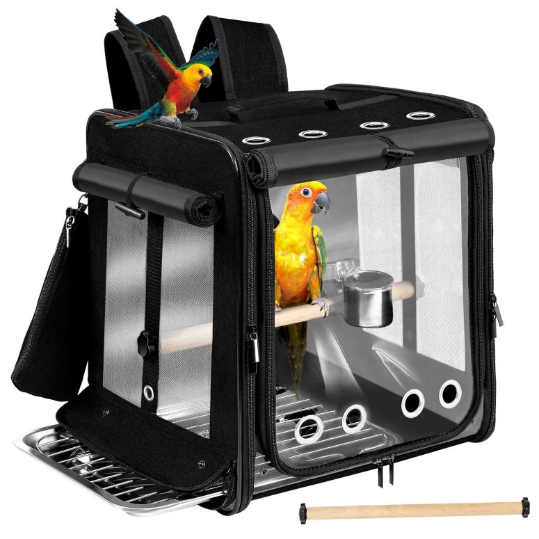 インコ 小鳥 バード トラベルキャリアー Sanmoncare Bird Carrier for Car Travel with Seat Belt, Indestructible Stainless Steel Mesh Parrot Backpack Travel Cage 【並行輸入品】