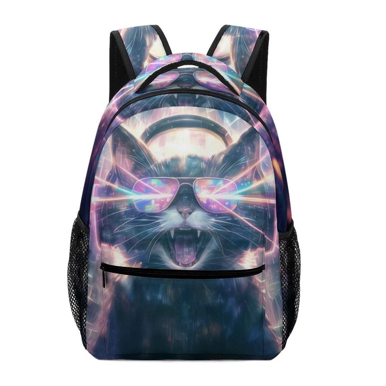 インコ 小鳥 バード トラベルキャリアー KOYI Cat Backpack for Kids - Crazy Lazer DJ Cat with Sunglasses School Backpack - Funny Animal Bookbag for Girls and Boys - Children Daypack Travel Laptop Backpack, 16.5 Inch 【並行輸入品】