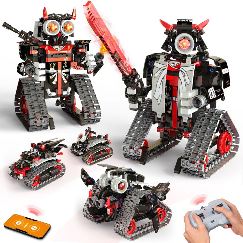 チェスセット Opmind 5 in 1 STEM RC Robot Building Kit, APP & Remote Control Samurai/Ninja Blocks 419 Pcs, Erector Set RC Toy for Kids, DIY Build Science Educational Gift for Age 6 7 8 9 10 11 12+ Boys & Girls 【並行輸入品】