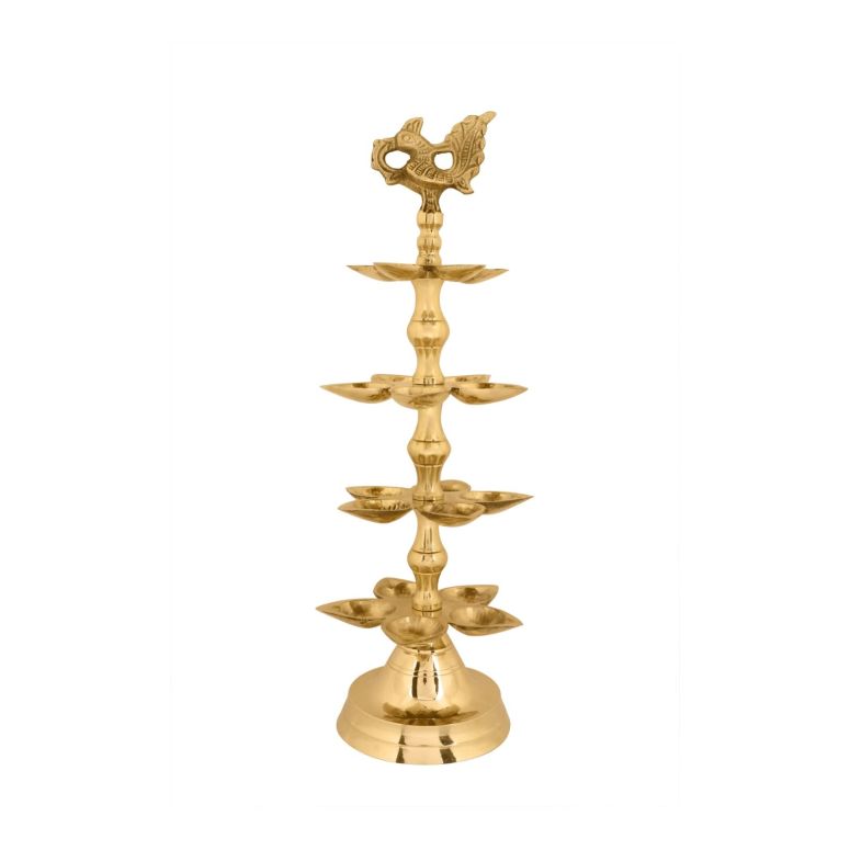 日時計 SATVIK 2 Pc Brass Panchmukhi Peacock Kerala Samai Puja Diya Kutthu Vilakku Oil Lamp Pooja 4 Step Diya Engraved Design Deepak Indian Diwali Pooja Home Mandir Office Decor Housewarming Return Gift Items 【並行輸入品】｜MJ-MARKET