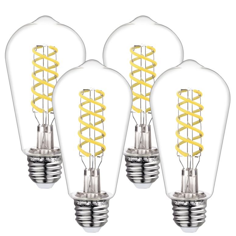 サファヴィヤ safavieh テーブルランプ サファビヤ サファヴィア 4Pack Dimmable LED Edison Bulbs,5000K Daylight White, 6W Equivalent to 60W Vintage Light Bulbs, Antique Flexible Spiral LED Filament Decorative Light Bulbs 【並行輸入品】