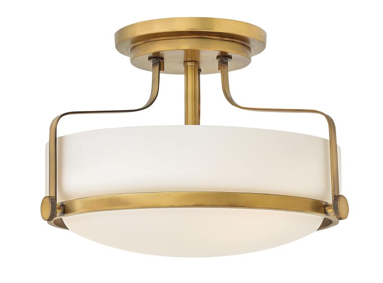 サファヴィヤ safavieh 速見表照明ランプ サファビヤ サファヴィア Hinkley Harper 3641HB Medium Semi-Flush Mount Ceiling Light for Kitchen, Bedroom, Bathroom, and Hallway, Sleek, Retro Style Heritage Brass and Etched Opal Glass 【並行輸入品】