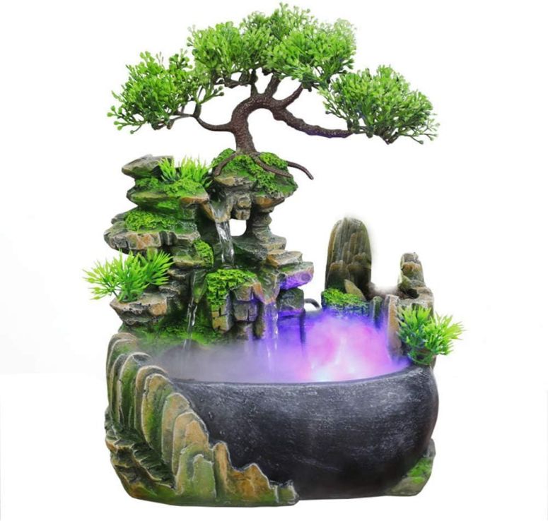 卓上 噴水 滝のオブジェ テーブルトップファウンテン インテリア噴水 BRAVECOW Indoor Relaxation Desktop Fountain Waterfall with Atomizer and Automatic Pump Illuminated Waterfall Desktop Fountain for Home Office Bedroom Desk Decoration 【並行輸入品】 18,834円