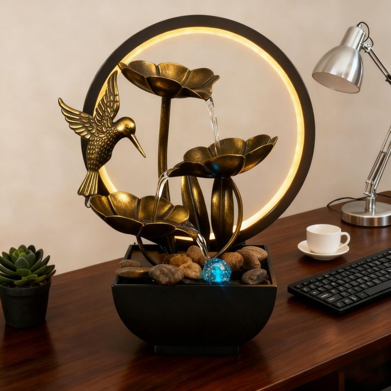 卓上 吹き上げ 滝のオブジェ テーブルトップファウンテン 室内装飾吹き上げ AOZITA Tabletop Fountain, Indoor Waterfall Fountain, Small Home D?cor Zen Relaxation Soothing Sound Machine for Office, Living Room, or Bedroom, Bronze Metal Lotus w 【並行輸入品】