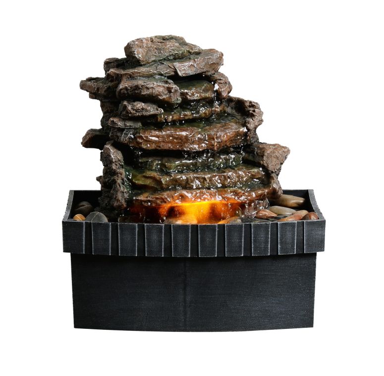 卓上 噴水 滝のオブジェ テーブルトップファウンテン インテリア噴水 Decorative Indoor Table Rock Waterfall Fountain with LED Lights, Water Feature, Home Decor, Tabletop Relax with Flowing Water, Soothing Sounds, Zen Relaxation for Hom 【並行輸入品】
