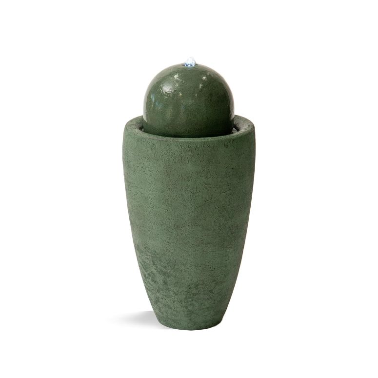 卓上 吹き上げ 滝のオブジェ テーブルトップファウンテン 室内装飾吹き上げ XBrand 25.98\" H Green Round Stone Indoor/Outdoor Modern Sphere Water Fountain w/LED Lights ? Ball Bubbling Fountain D?cor for Garden, Patio, or Tabletop 【並行輸入品】"