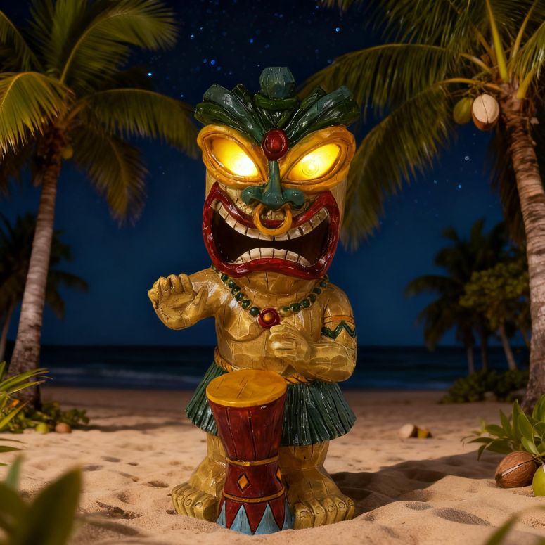 ガーデンライトLEDソーラーライト ソーラーパワー halp?ssfm Solar Tiki Garden Statue with LED Eyes Outdoor Polynesian Drummer Hawaiian Party Decor Solar Light Ornament for Patio Porch Lawn Tiki Bar or Tiki Lover Funny Gifts 【並行輸入品】|MJ-MARKET