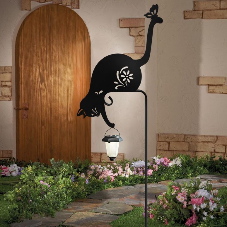 ガーデンライトLEDソーラーライト ソーラーパワー Cat Solar Lights Outdoor Garden, Black Cat Garden Statue,Black Cats Outdoor Decorations with Solar Lantern 【並行輸入品】