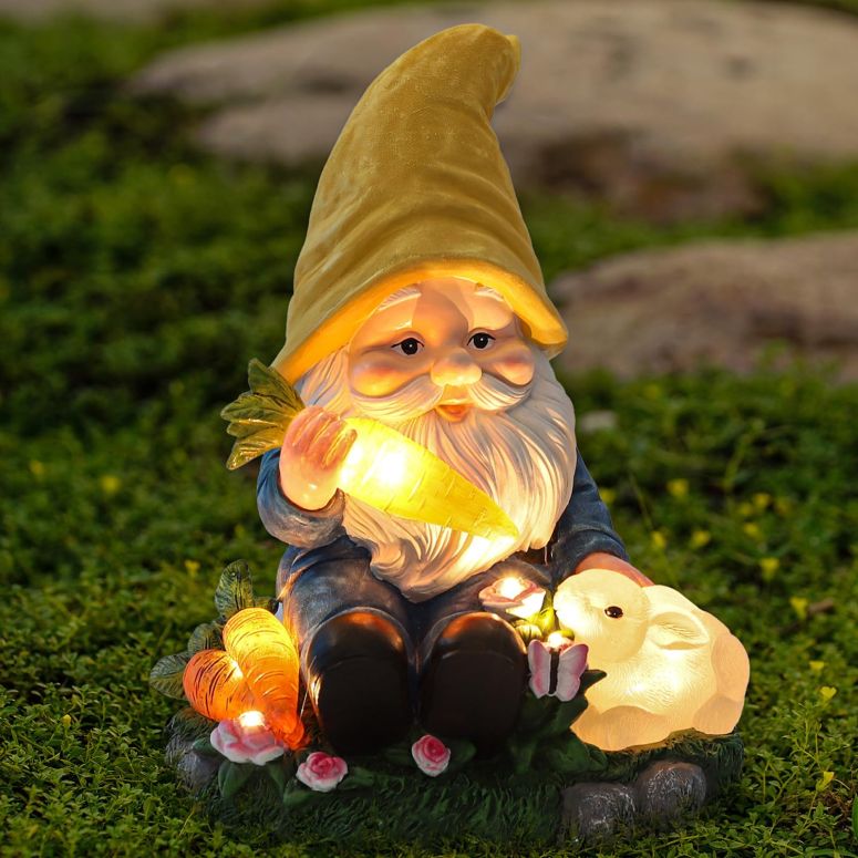 ガーデンライトLEDソーラーライト ソーラーパワー NATASE Solar Garden Outdoor Statues Gnome Feeding Rabbit with 6 LED Solar Figurine for Lawn,Patio,Balcony,Yard Decor Unique Housewarming Gift, for Grandfather, Father,Grandma 【並行輸入品】｜MJ-MARKET