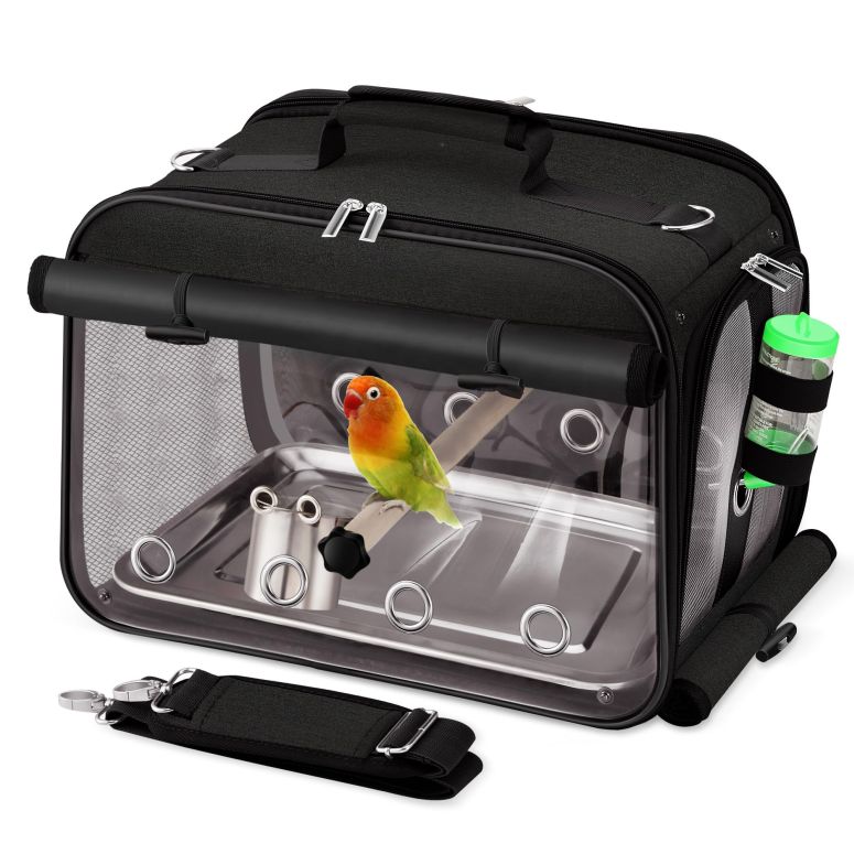 インコ 小鳥 バード トラベルキャリアー Suertree Bird Carrier Airline Approved, Bird Travel Cage with Indestructible Stainless Steel Mesh, Bird Travel Bag Lightweight and Portable with Water Bottle and Bowl 【並行輸入品】