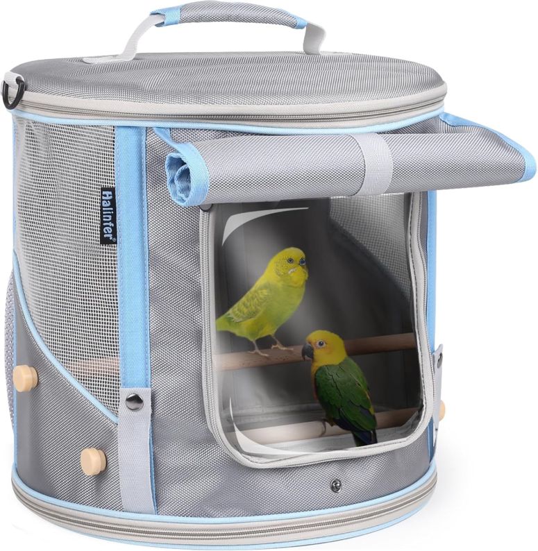 インコ 小鳥 バード トラベルキャリアー Bird Travel Carrier Cage for Small to Medium Size, Portable Parrot Parakeet Cockatile Conure Transport Cage with Clear Window and Fabric Shade, Round Carry Bird Bag 【並行輸入品】