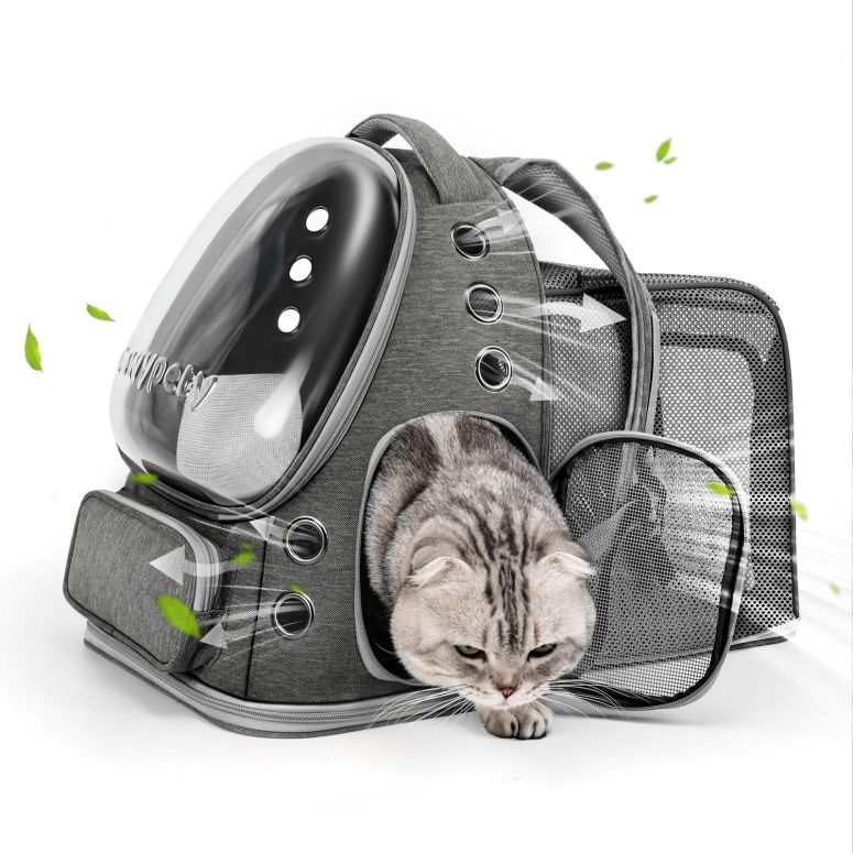 インコ 小鳥 バード トラベルキャリアー Cawypety Expandable Cat Backpack,Cat Bubble Backpack Carrier for Carrying Cats, Pets and Small Dogs,Airline-Approved,Designed for Travel, Hiking, Walking,Car （Grey 【並行輸入品】