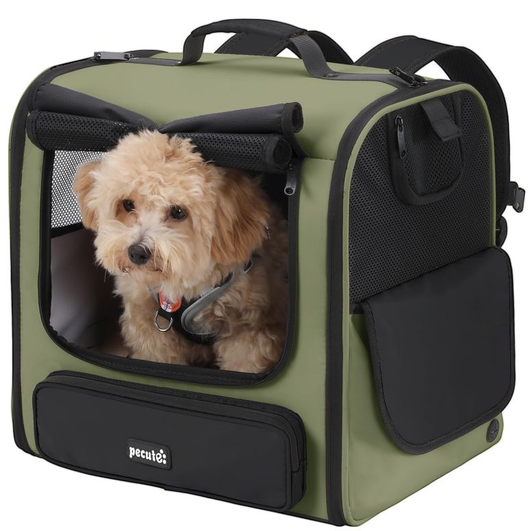 インコ 小鳥 バード トラベルキャリアー Pecute Cat Carrier Backpack Pet Carrier Backpack Widen Large Space, Stable Pet Backpack for Cat Small Dog, Ventilated Pet Backpack Miniature Dachshund Bag Suitable for Hiking, Camping Dark Gree 【並行輸入品】