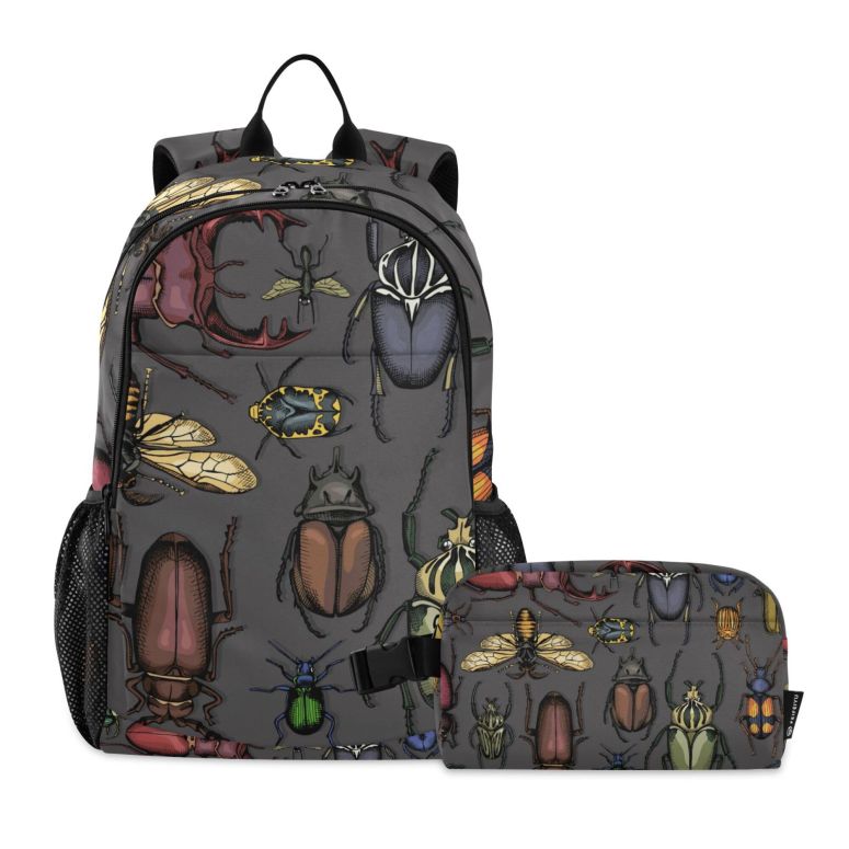 インコ 小鳥 バード トラベルキャリアー Jucciaco Insects Beetle Backpack with Lunch Bag, School Backpack for Teens Boys Girls Kids Backpacks Set 【並行輸入品】