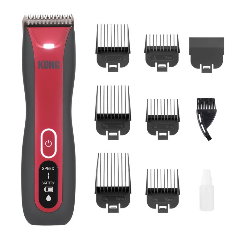 ペットバリカン KONG 3-Speed Cordless-Corded Dog Clipper Kit ? Stainless Steel Blade, Waterproof, LED Spotlight, Use-While-Charging, 6 Guide Combs, Ergonomic Handle ? Red/Gray, All Coat Types 【並行輸入品】|MJ-MARKET