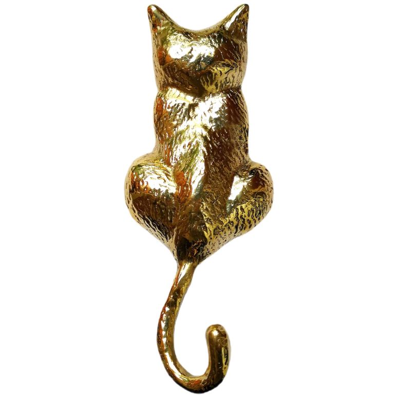 ドアノッカー Anatolica Cat Door Knocker Solid Brass 6.11 inches (Polished Brass) 【並行輸入品】