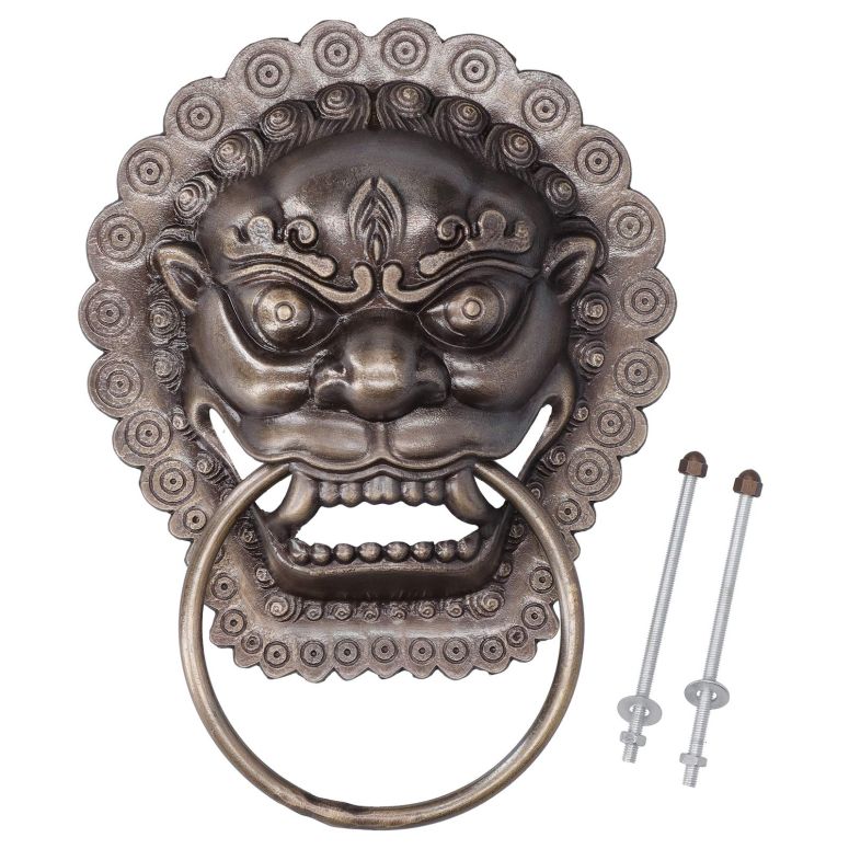 ドアノッカー Bronze Lion Door Knocker, Chinese Door Knocker Antique Animal Door Wooden Door Pull Replacement Parts 【並行輸入品】