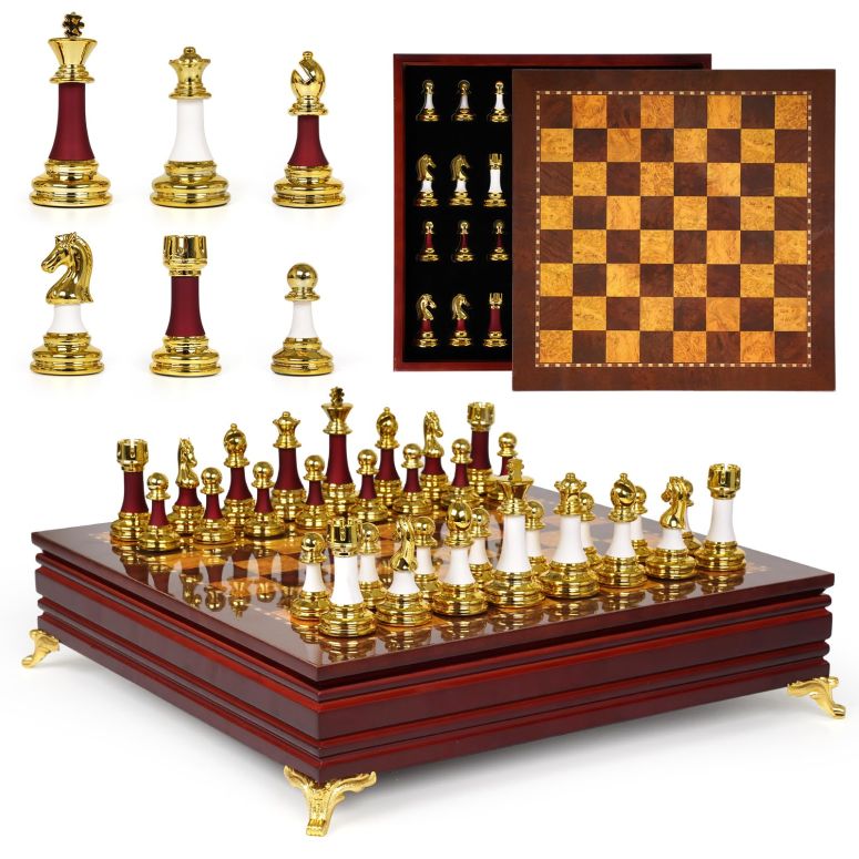 チェスセット 15-Inch Luxury Chess Set for Adults ? Weighted Zinc Alloy & Acrylic Chess Pieces with Wooden Chess Board, Premium Classic Board Game for Home, Office, Travel, Family Game Night & Gifts 【並行輸入品】