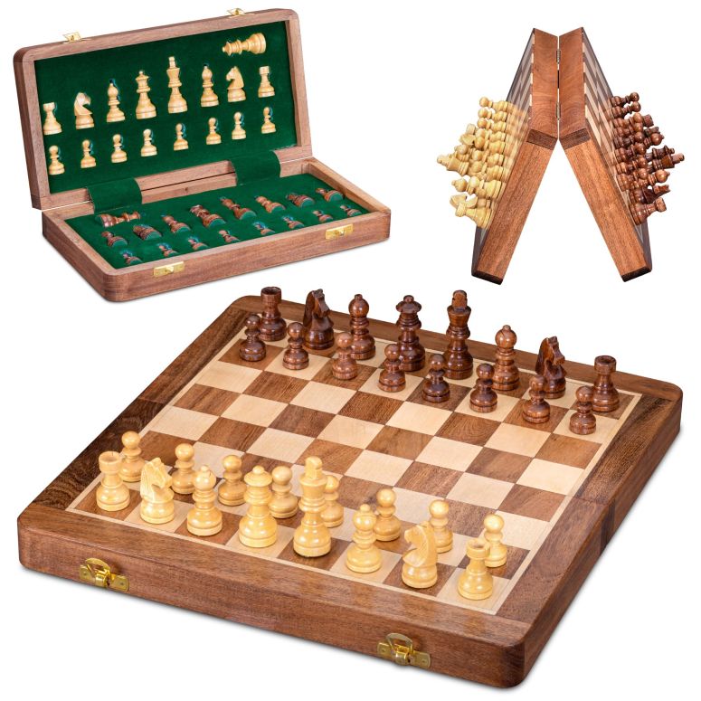 チェスセット INTAJ 12" Large Wooden Chess Set - Handcrafted Chess Board Game with Magnetic Pieces & Storage - Deluxe Folding Board for Kids & Adults - Premium Acacia Wood Set for Home Decor, Coffee Table & Gift 【並行輸入品】｜MJ-MARKET