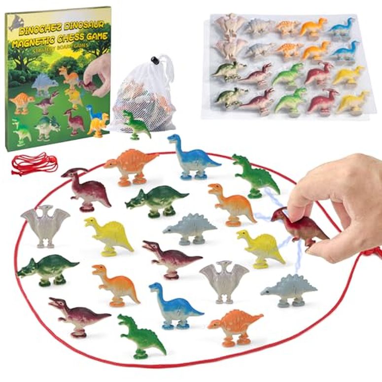 チェス仕かける Dinochez Dinosaur Magnetic Chess Game Set 2025 Kids Toys, 20 Pcs Dinosaur Stones, 1 String \u0026 Portable Storage Bag, Strategy Board Games Chess Set Kids Games for Christmas Family Games Night 【並行輸入品】 ファミリートイ・ゲーム-おもちゃ