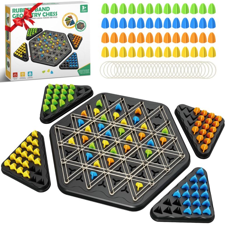 チェスセット Triangle Chain Strategy Board Game: Portable Chain Triangle Chess Game for Family Game Night, Travel & Party Fun, 2-4 Players Christmas Toy for Kids & Adults 【並行輸入品】