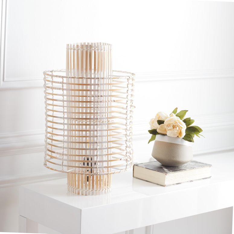 サファヴィヤ safavieh テーブルランプ サファビヤ サファヴィア SAFAVIEH Lighting Collection Hemera White Washed Rattan 19-inch Table Lamp (LED Bulb Included) 【並行輸入品】