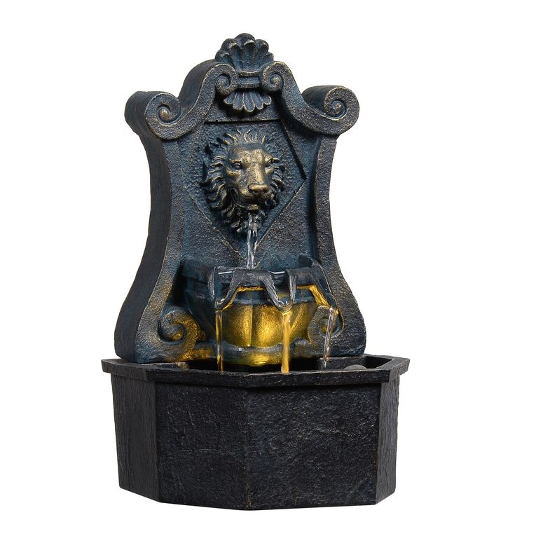 卓上 噴水 滝のオブジェ テーブルトップファウンテン インテリア噴水 Lion Zen Waterfall Fountain with LED Lights, Tabletop Fountain Soothing Sounds, Relaxing Desktop Waterfall for Office, Home Decor (21047N) 【並行輸入品】