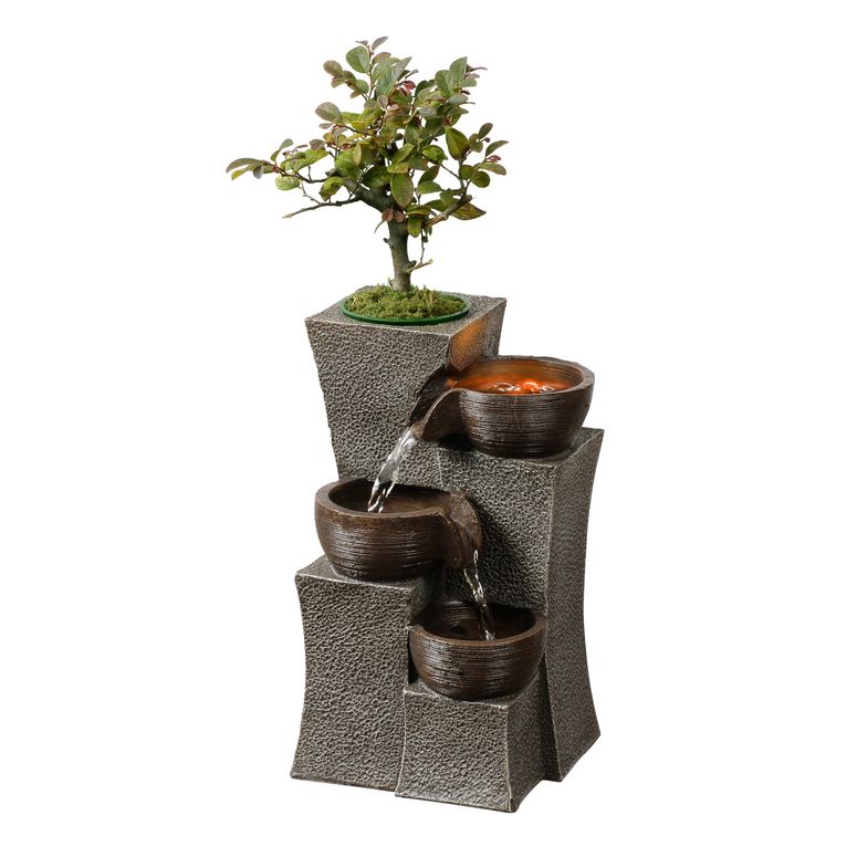 卓上 吹き上げ 滝のオブジェ テーブルトップファウンテン 室内装飾吹き上げ Tabletop Water Fountain Cascading with Planter 4-Tier Indoor Zen Fountain Desk Water Decorative Home Decor Office Decoration 【並行輸入品】