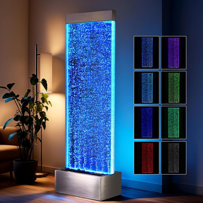 卓上 噴水 滝のオブジェ テーブルトップファウンテン インテリア噴水 Jocoevol Bubble Wall Waterfall Fountain, Acrylic Indoor Floor Standing Water Wall with Changing LED Color Lights Remote Control, 64\