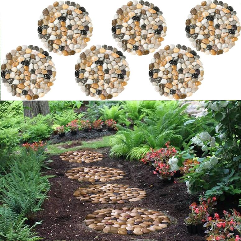 敷石 飛び石 庭園 洋風 庭 Garden Stepping Stones Outdoor Round River Stone Decorative Nature River Rocks for Landscaping Outside Walkway Patio Yard Garden Pathway (9in 6pcs Pack) 【並行輸入品】画像