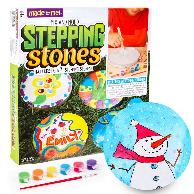 敷石 飛び石 庭園 洋風 庭 Made By Me Mix & Mold Your Own & Make 4 DIY Personalized Stepping Stones, Great Spring & Summer Weekend Activity, Perfect Keepsake, Birthday Party Idea for Kids Ages 5, 6, 7, 8, 9, Multicolor 【並行輸入品】|MJ-MARKET