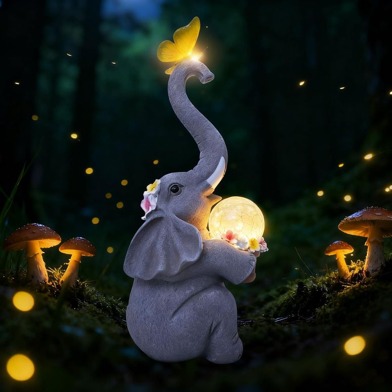 ガーデンライトLEDソーラーライト ソーラーパワー MuliVid Elephant Garden Statue Solar Lights Outdoor Garden Decor for Patio, Yard, Lawn, Balcony Elephant Decor Birthday Gifts for Women Mom Grandma Animal Lovers 【並行輸入品】