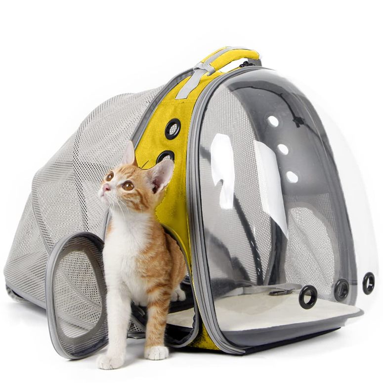 インコ 小鳥 バード トラベルキャリアー Expandable Cat Backpack Carrier, Fit up to 12 lbs, Space Capsule Astronaut Bubble Window Pet Backpack for Kitten, Bunny, Rabbit and Small Puppy Yellow 【並行輸入品】