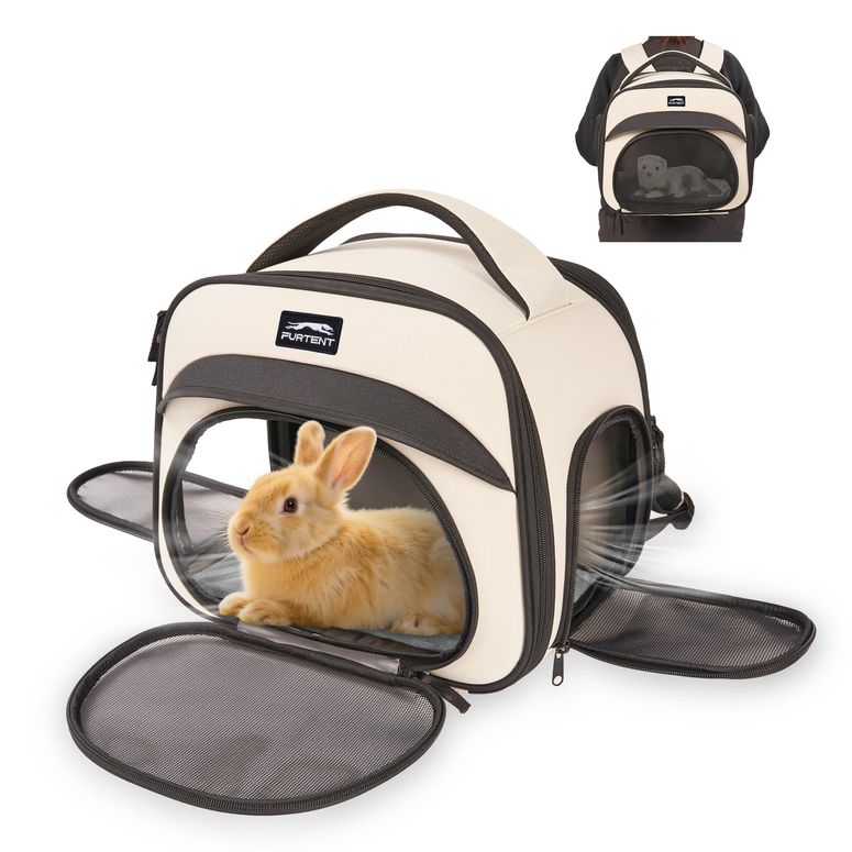 インコ 小鳥 バード トラベルキャリアー Bunny Backpack, Breathable Collapsible Small Pet Carrier with Safety Leash - for Puppies, Kittens, and Ferret Weighing up to 8 lbs, Designed for Travel, Walking and Outdoor Use Cat Bag, Beige 【並行輸入品】