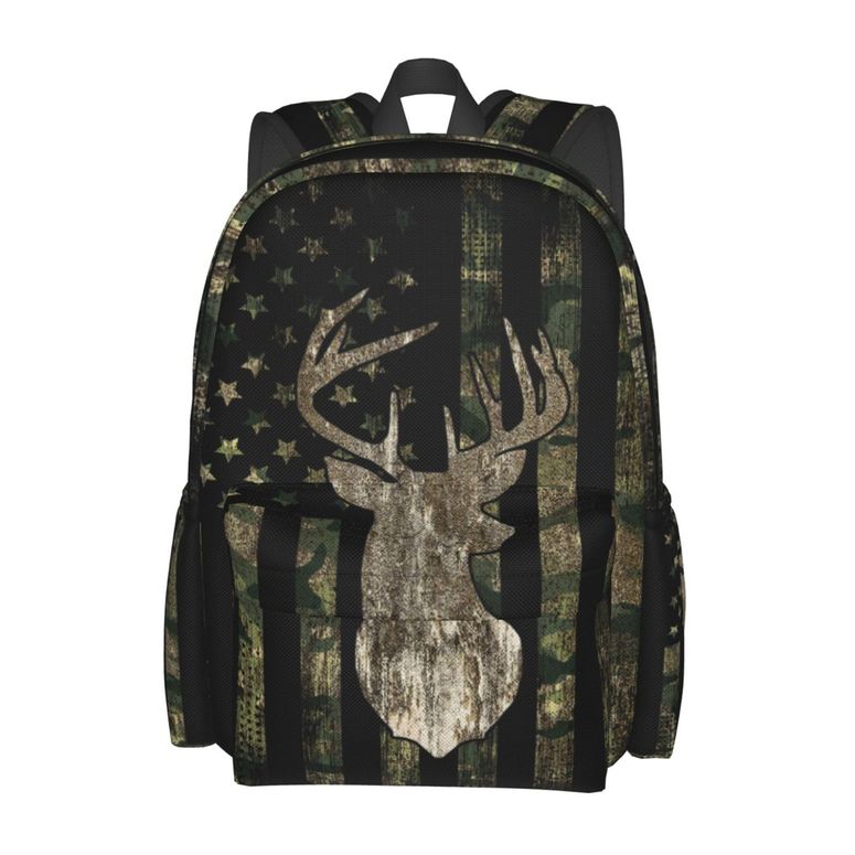 インコ 小鳥 バード トラベルキャリアー YETTA YANG camouflage Backpack Camo Retro Hunting Tactical Army American Flag Deer Laptop Travel Bag With Multiple Pockets Casual Hiking Gym Sport Women Men 【並行輸入品】