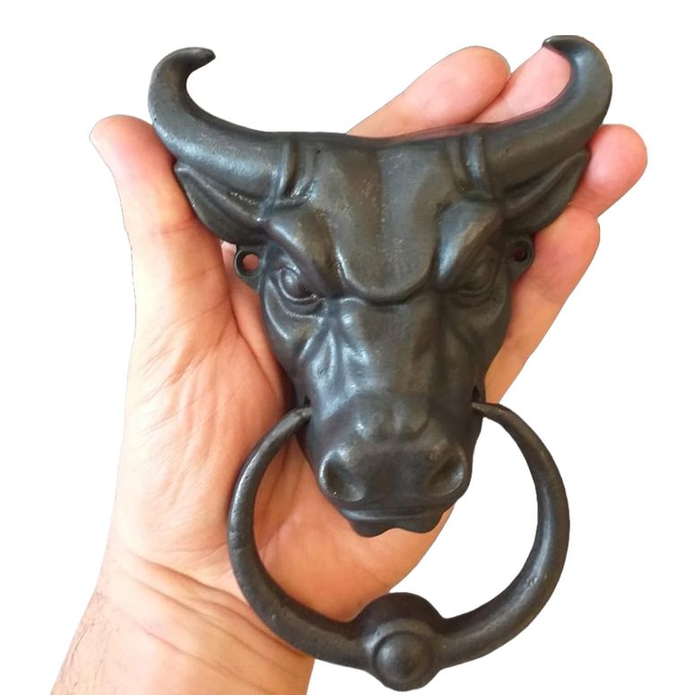 ドアノッカー Anatolica Bull Head Door Knocker,Solid Brass,6.5 inches Tall,Front Door Ornament (Black Oxide) 【並行輸入品】｜MJ-MARKET