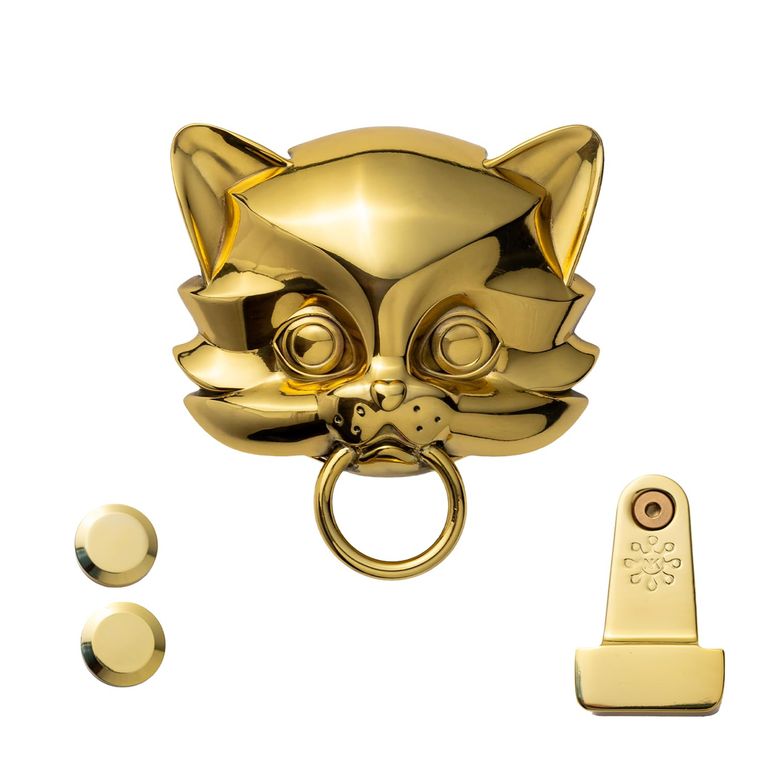 ドアノッカー Nifty Knockers - Essential Set- Keen Kitten (Brass) 【並行輸入品】