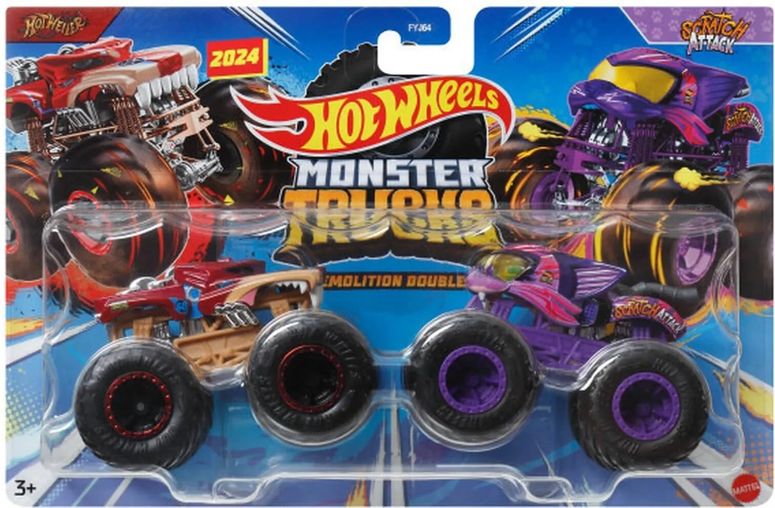 ホットウィール モンスタートラック Hot Wheels Monster Trucks Demolition Double 2024, Hotweiler and Scratch Attack, Die-Cast Vehicle Set with Large Wheels, Kids Toy 3+ 【並行輸入品】 13,213円