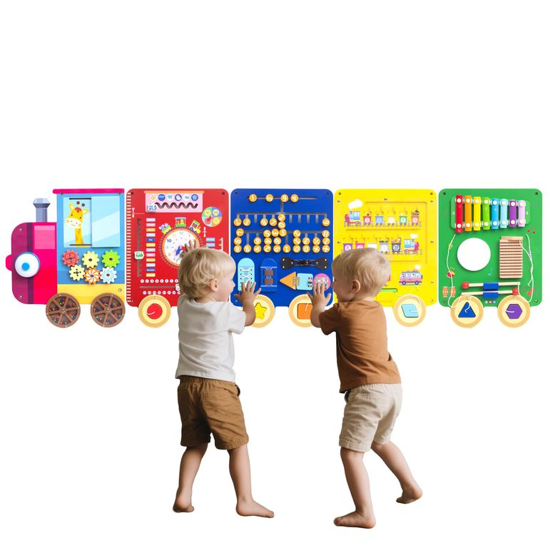 プレイパネル 知育 意気投合 幾何学 UREDISO Train Activity Wall Busy Board,Wooden Busy Board Train Activity Wall Panels,Montessori Sensory Wall Toys Panel for Kids, Learning Activity Center for Playroom,3 Years Old and Over 【並行輸入品】