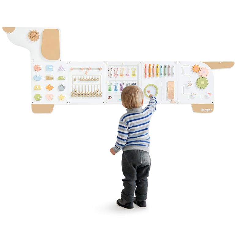 プレイパネル 知育 共感 幾何 Beright Dog Activity Wall Busy Board Panels, Montessori Sensory Toys, Toddler Learning Activity Center, Perfect for Toddler Playroom & Children's Daycare, White 【並行輸入品】
